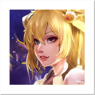 Blonde Hair Anime Girl Posters and Art